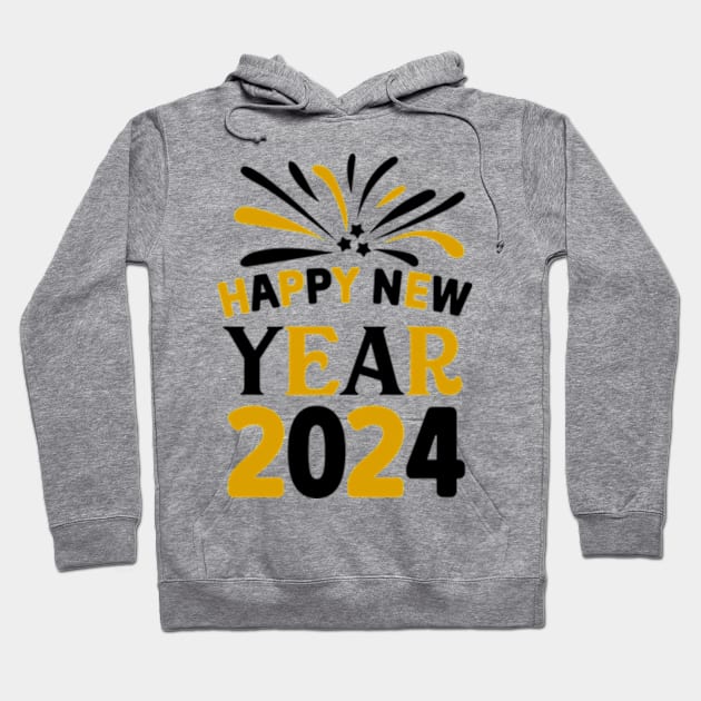 Happy New Year 2024 Groovy Hoodie by Danemilin